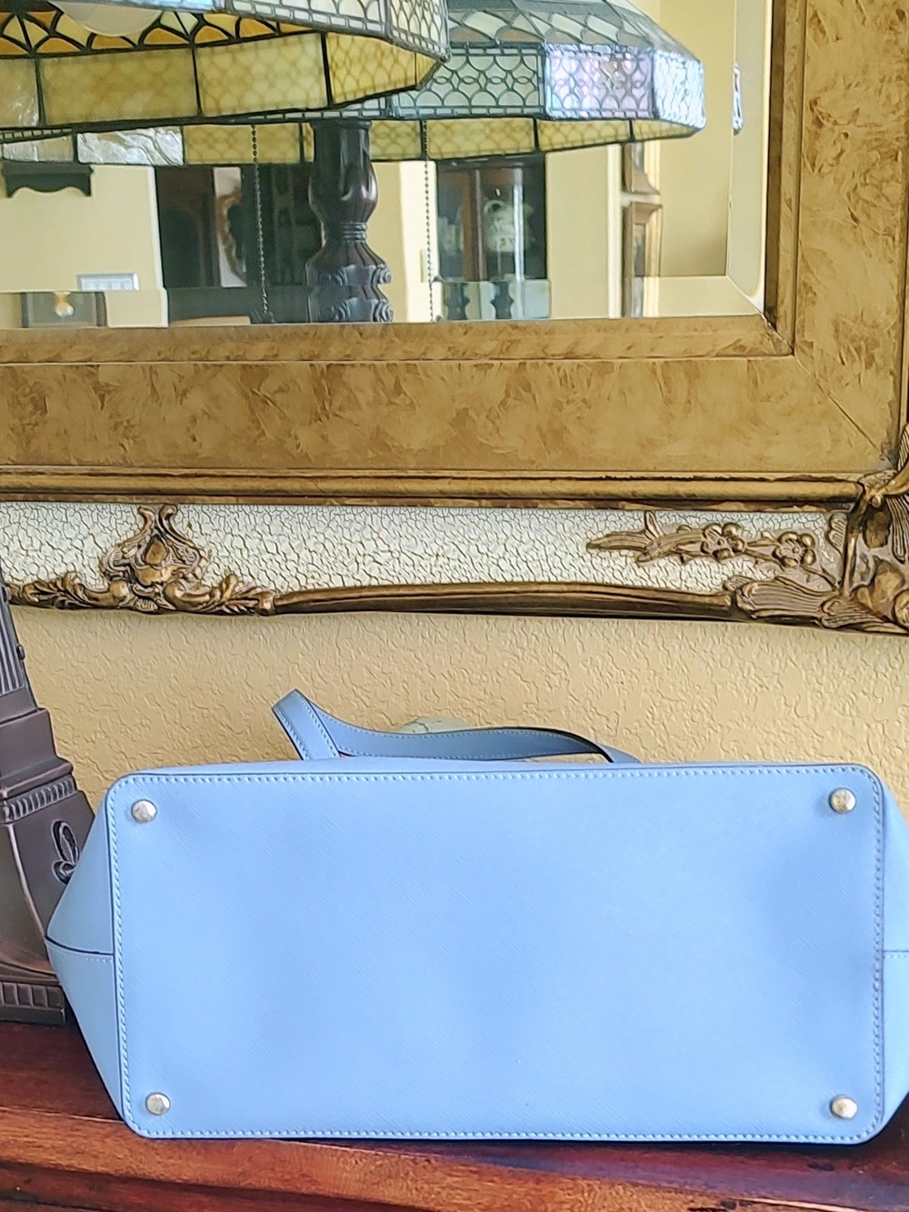kate spade light blue leather tote. Excellent Condition. - Picture 4 of 16